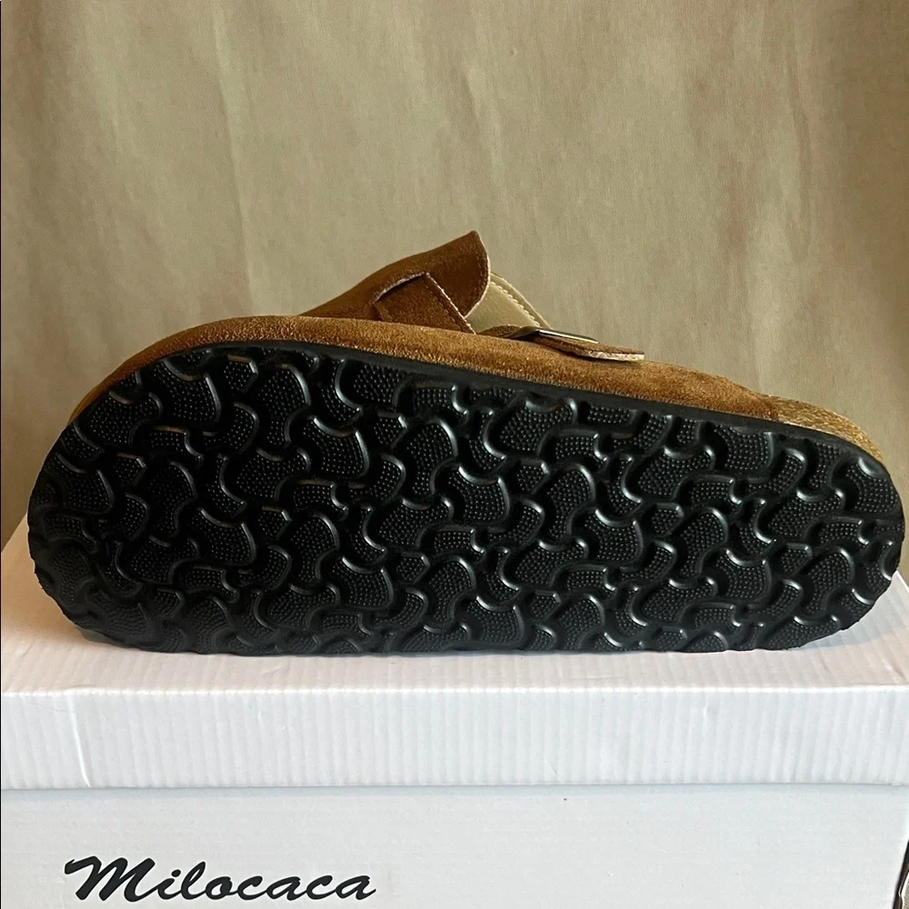 Brown Suede Slip-On Clogs (looks like birkenstock)